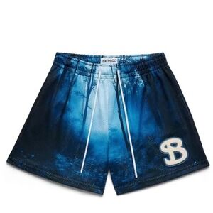 BKTSQD BucketSquad Blue Graphic Mesh Basketball Shorts Adult Medium